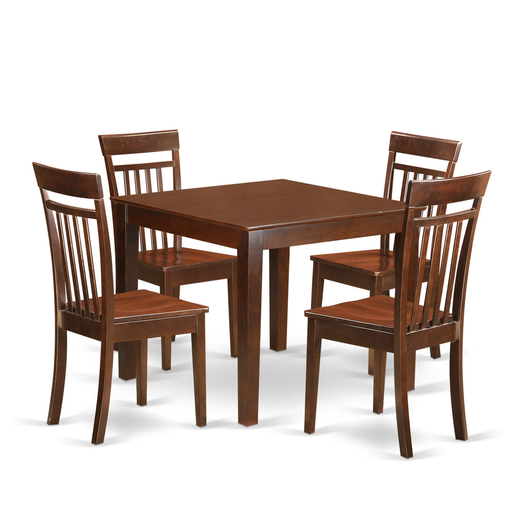 OXCA5-ZU8-B Mahogany Dining Set with 36x36 Table and Four Seating Options, Deluxe 5-Piece Room Decor