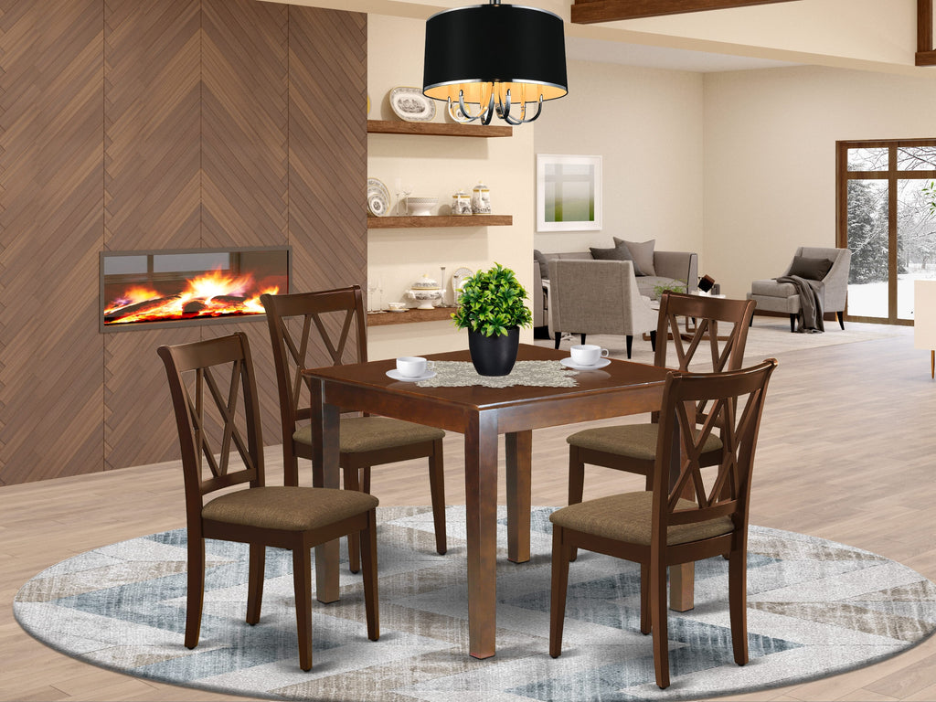 OXCL5-1GU-H 5-Piece Dining Ensemble for Four with Comfort Cushioned Seats, 36x36 inch, Warm Wood Finish