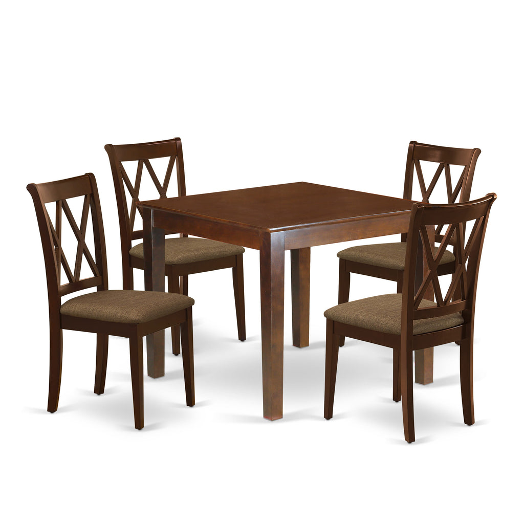 OXCL5-1GU-H 5-Piece Dining Ensemble for Four with Comfort Cushioned Seats, 36x36 inch, Warm Wood Finish