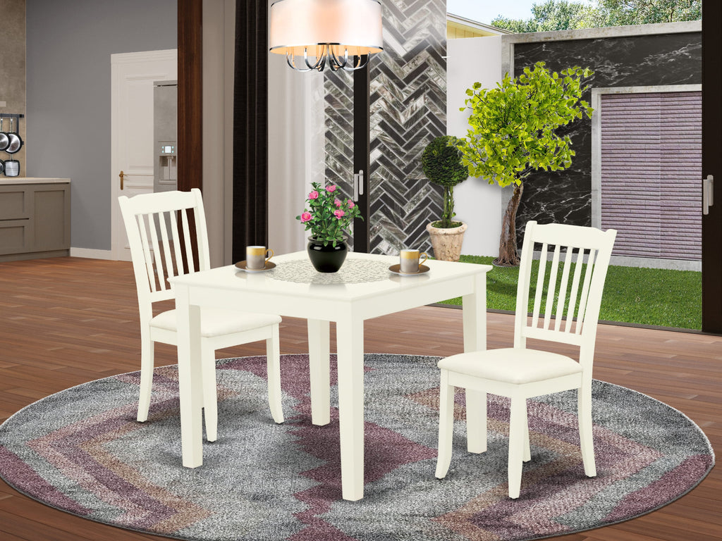 OXDA3-2A7-I Stylish 3-Piece Dining Suite for Cozy Corners with Square Table and Upholstered Seating, Linen Elegance