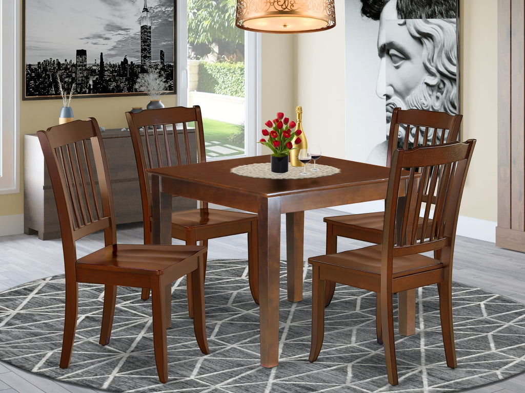 OXDA5-NUX-0 Elegant 5-Piece Square Dining Ensemble with Mahogany Table & 4 Chairs, 36x36