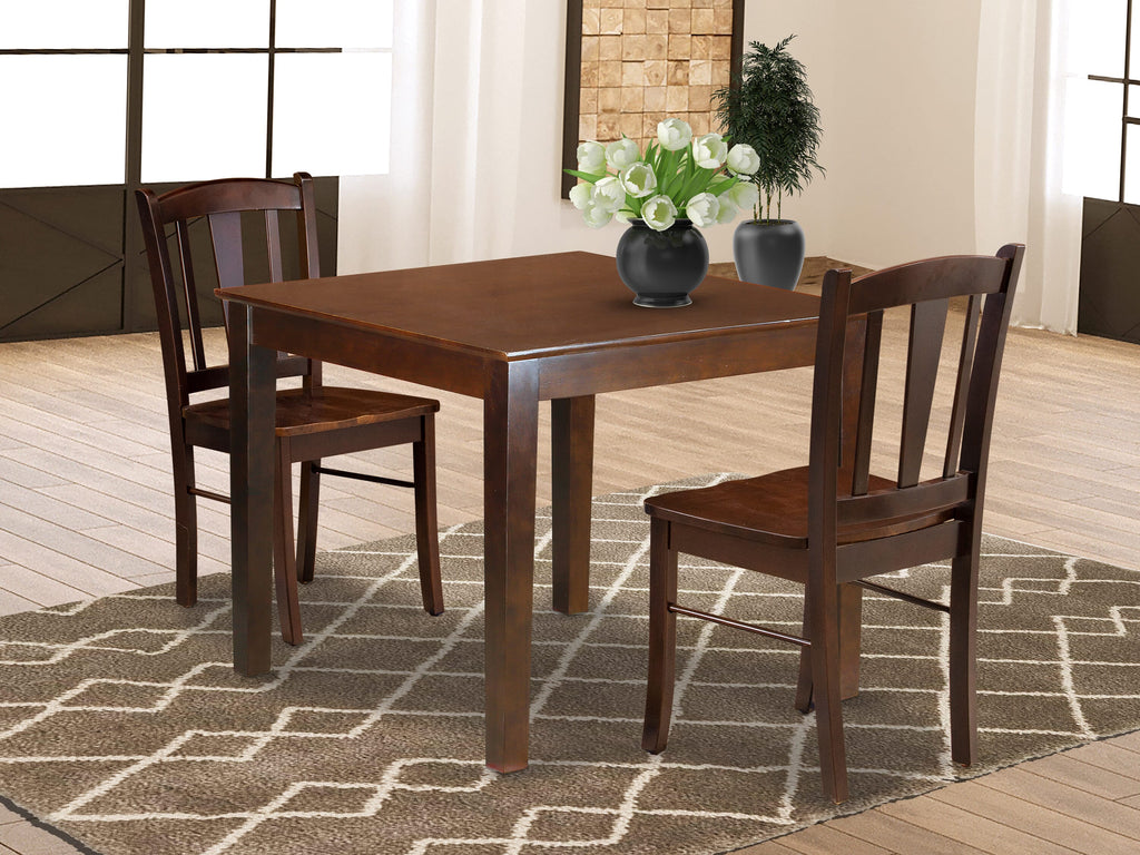 Introducing OXDL3-XWW-C 3-Piece Dining Ensemble for Cozy Spaces - Includes Square Mahogany Table & Pair of Chairs
