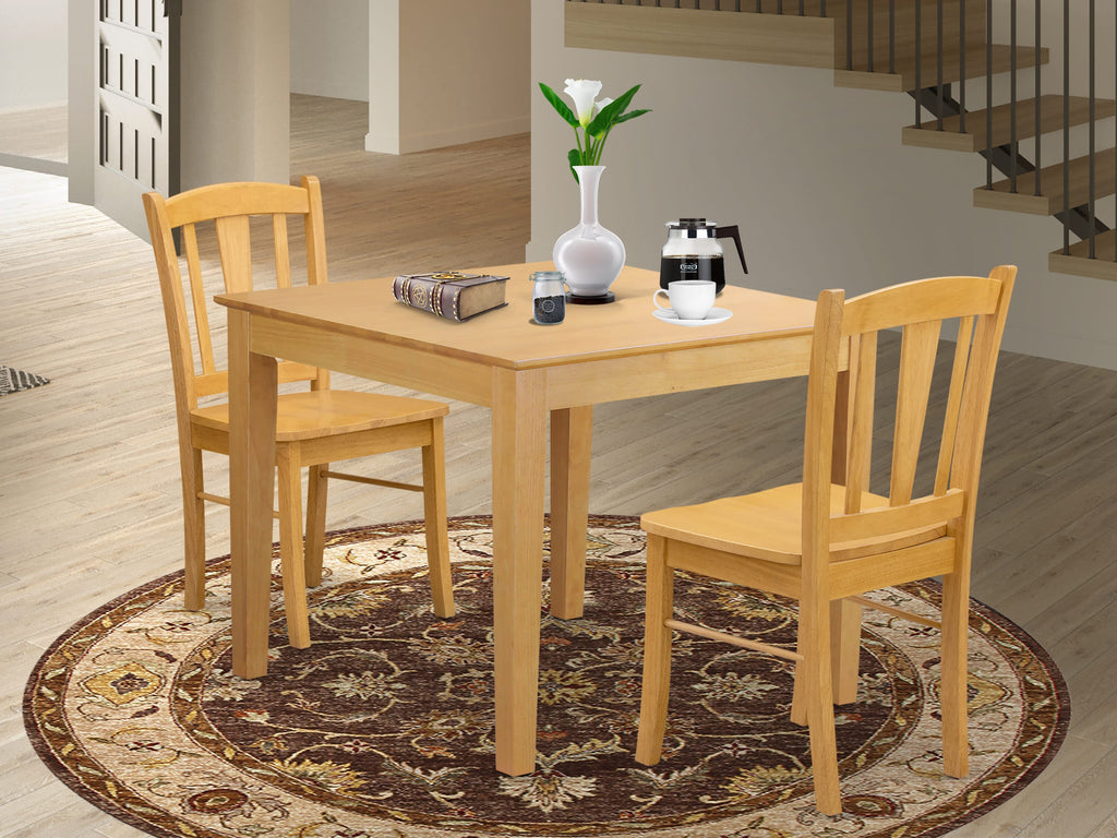 OXDL3-2PC-B 5-Piece Dining Set for Four Compact Oak Square Table with Matching Chairs, 36x36 Inch Ensemble