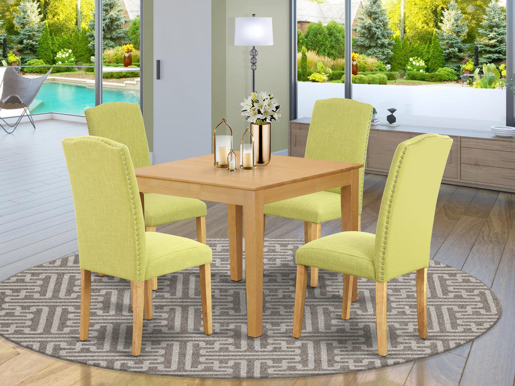 OXEN5-KFF-F5 5-Piece Set with Square Dining Table and Limelight Classic Parson Chairs for Dining Area