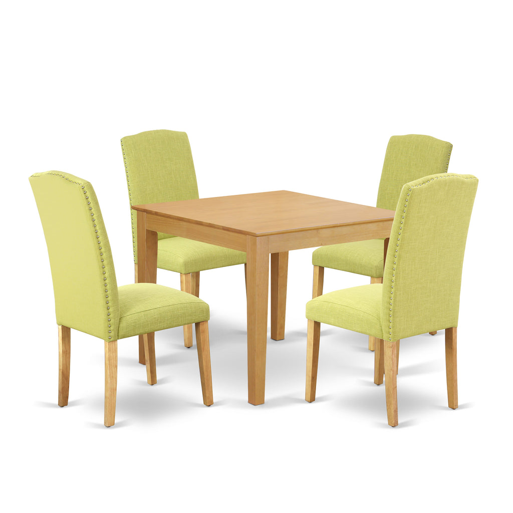 OXEN5-KFF-F5 5-Piece Set with Square Dining Table and Limelight Classic Parson Chairs for Dining Area