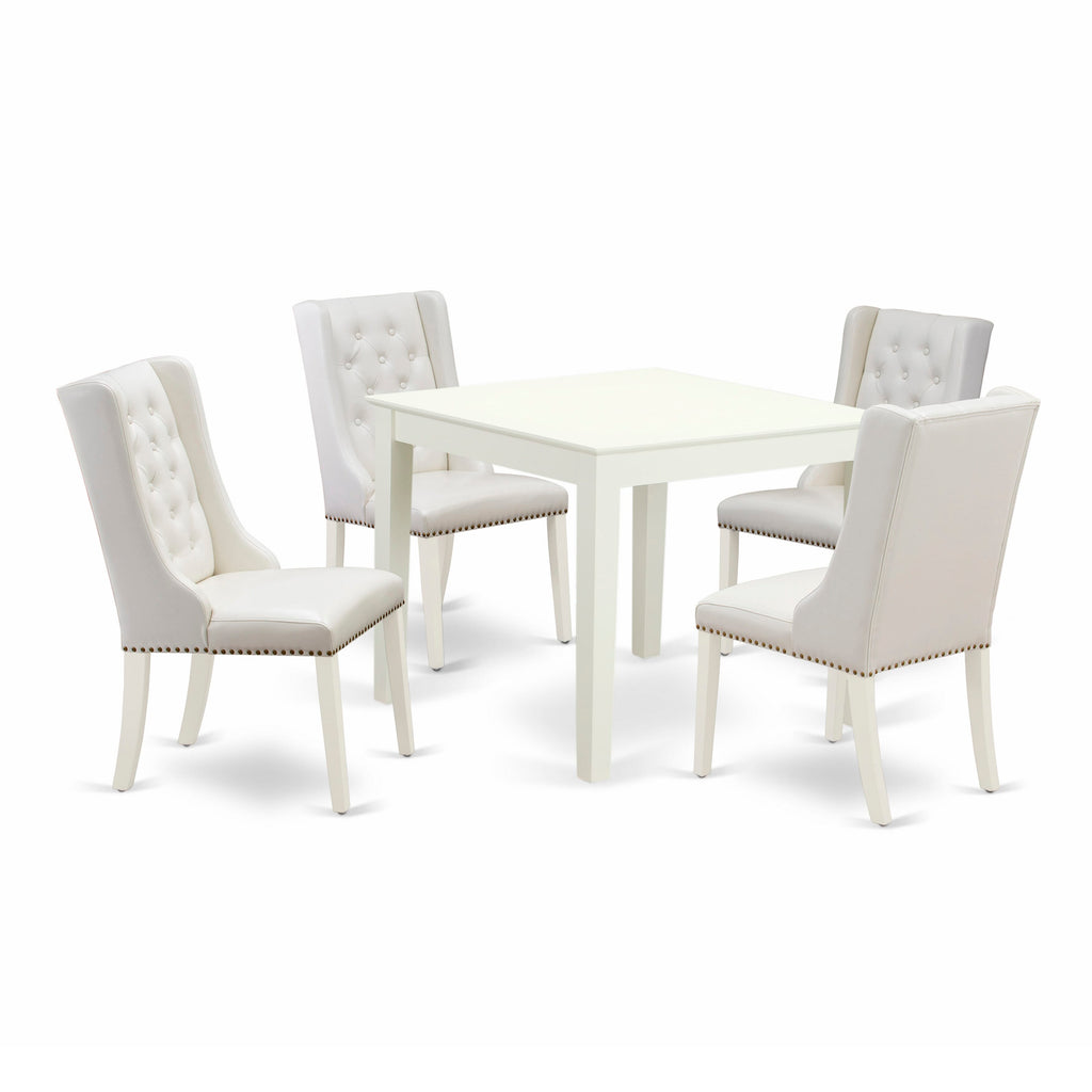 OXFO5-IHH-6J Versatile 5-Piece Dining Set with Square Table and 4 Gray Parsons Chairs in Linen Light Finish