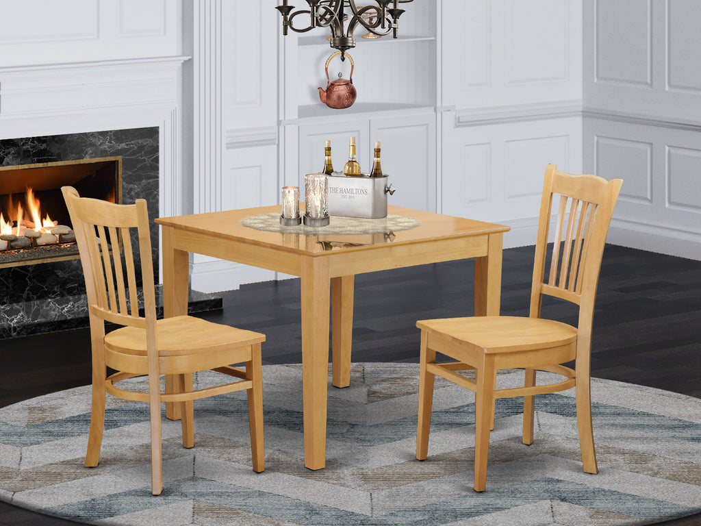 OXGR3-JCN-G Compact 3-Piece Set with Square Table and Two Chairs for Dining Room, Oak Finish, 36 Inches