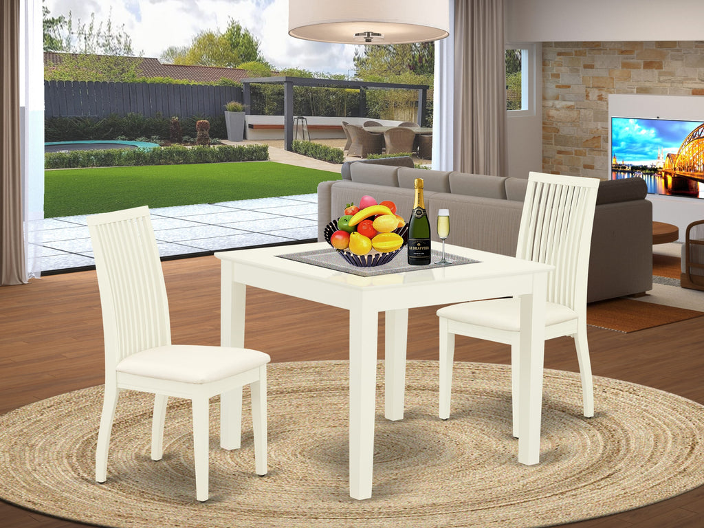 Compact Square Dining Set OXIP3-B6A-R with Upholstered Chairs, Perfect for Small Spaces