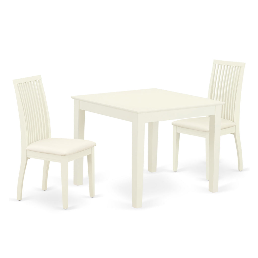 Compact Square Dining Set OXIP3-B6A-R with Upholstered Chairs, Perfect for Small Spaces