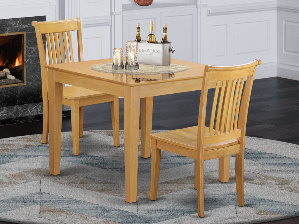 3-Piece Oak Dining Collection Square Table 36 and 2 Matching Chairs Set  OXPO3-7KV-M
