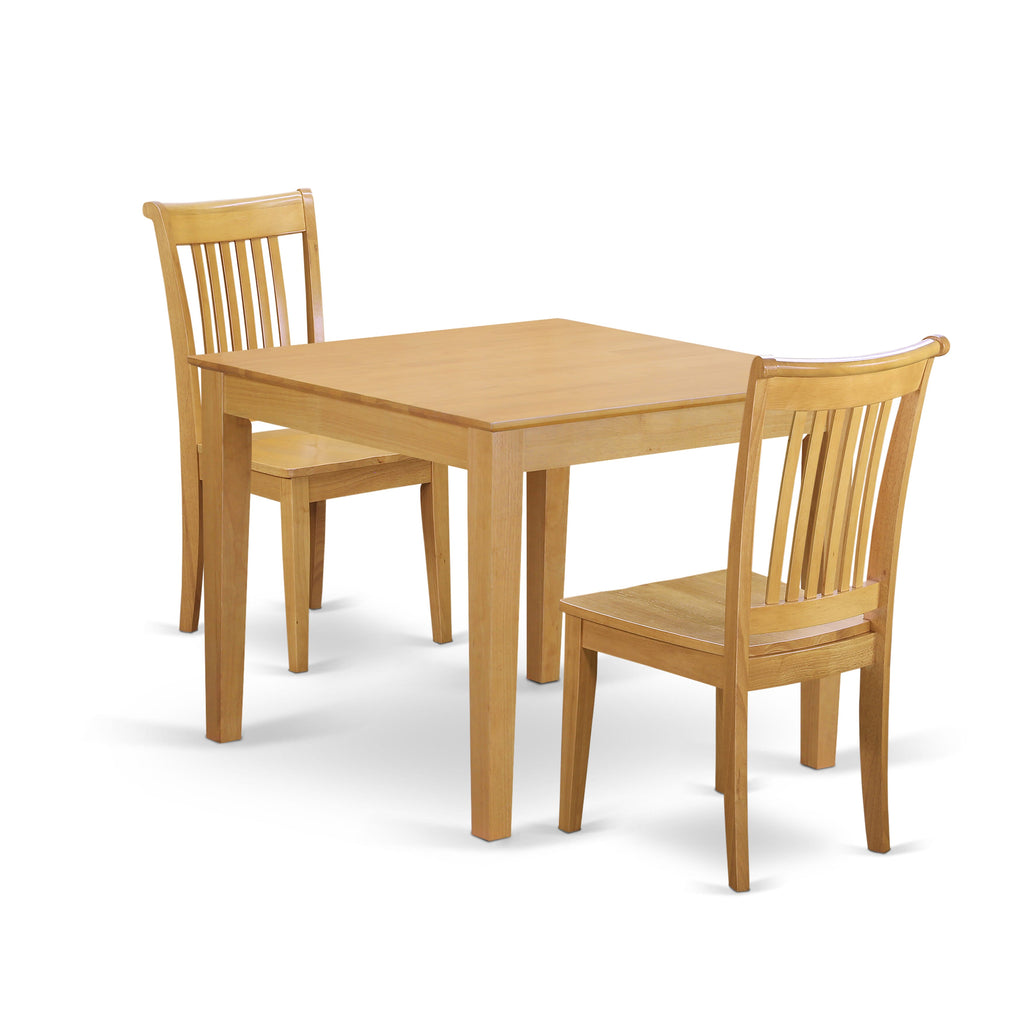 3-Piece Oak Dining Collection Square Table 36 and 2 Matching Chairs Set  OXPO3-7KV-M
