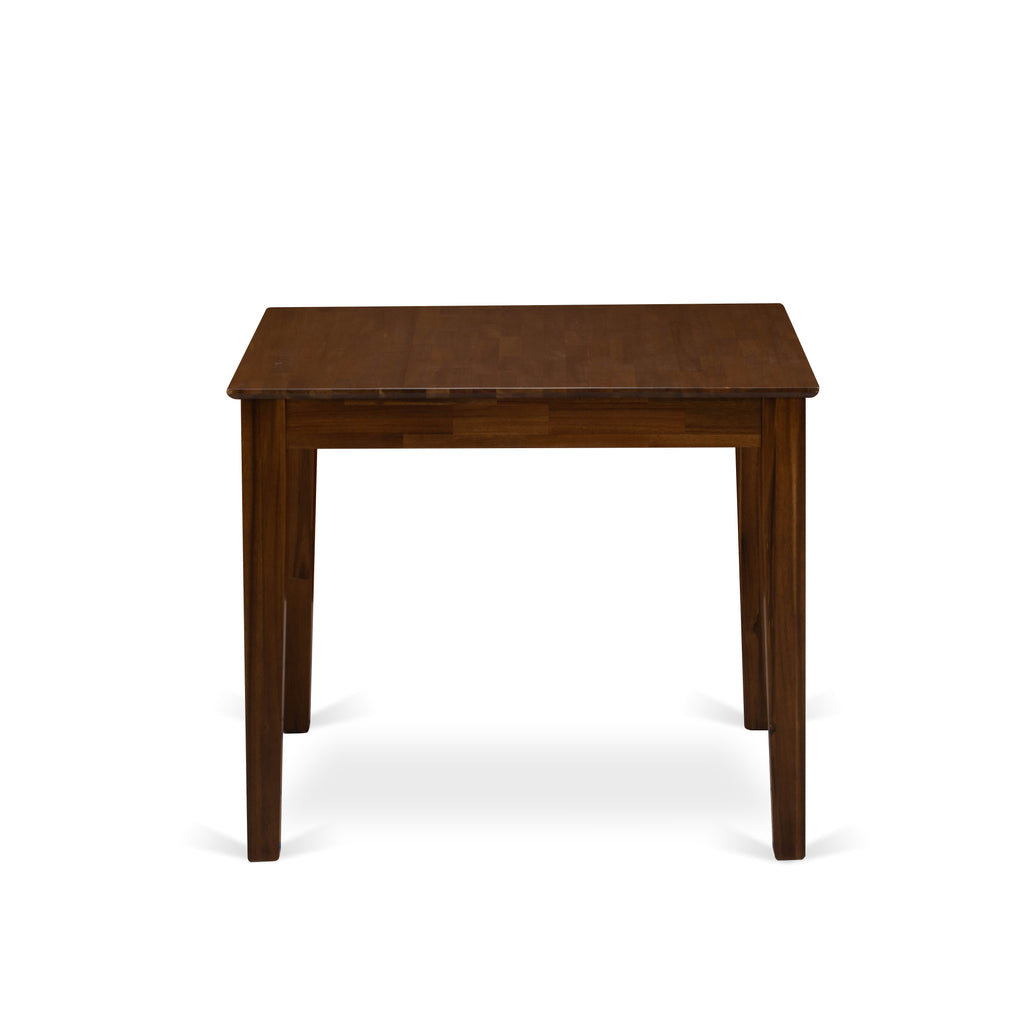 OXX13-NSC-OR Cozy Dining Set with Square Table and Stackable Chairs, Antique Walnut and Linen Elegance