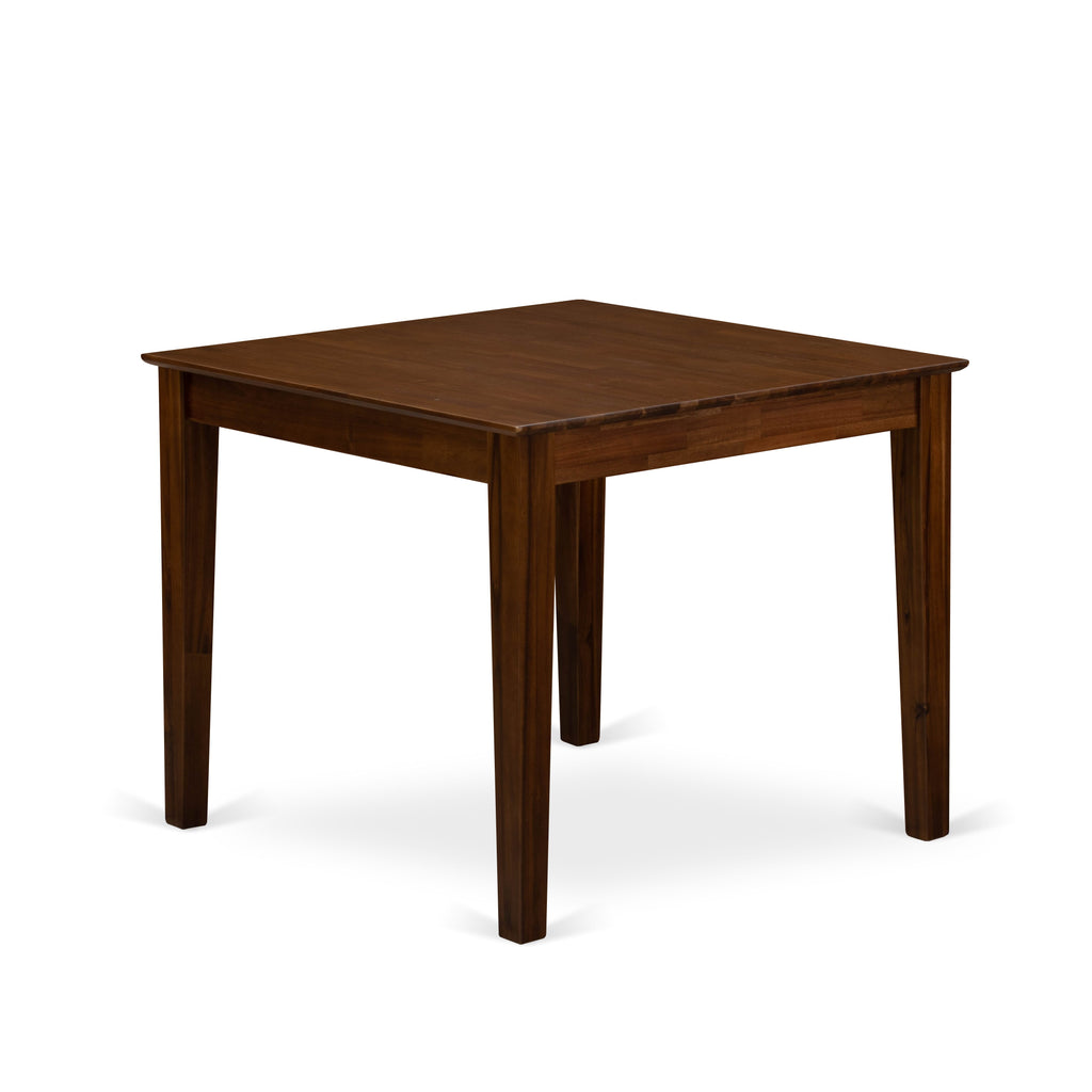OXX23-32V-81 3-Piece Antique Wooden Dining Set with Square Table & Leather Chairs, Walnut Tint