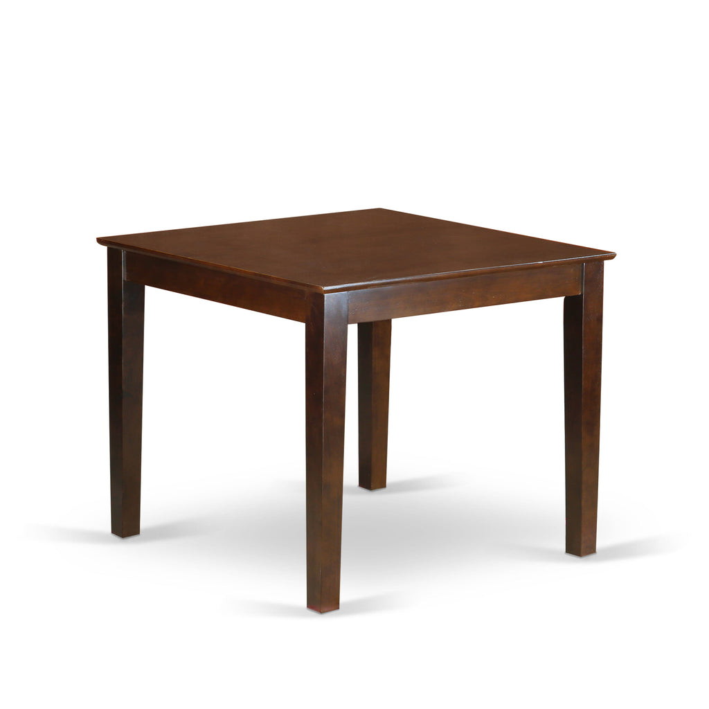 OXAB5-D8J-MV Mahogany 5-Piece Dining Set Square Table & Four Linen Upholstered Coffee Parson Chairs