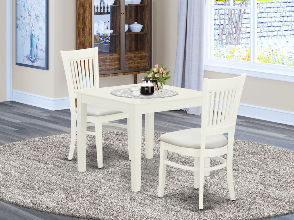 OXVA3-UJZ-D Elegant 3-Piece Dining Set with Square Table & Upholstered Chairs, 36 Linen White