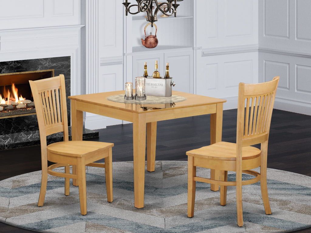 OXVA3-5IX-1 Oak Square Dining Set 3 Piece for Cozy Spaces with Table & 2 Chairs, 36x36