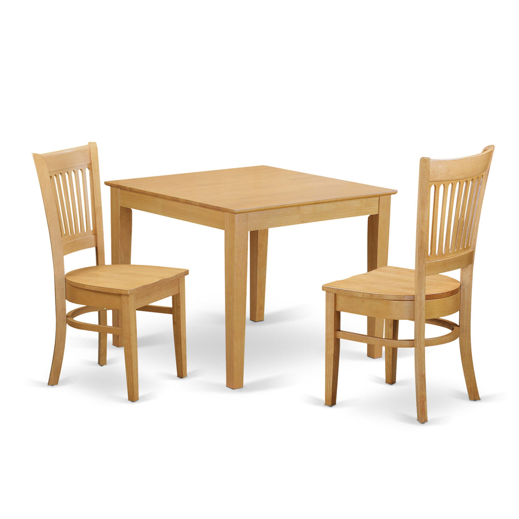 OXVA3-5IX-1 Oak Square Dining Set 3 Piece for Cozy Spaces with Table & 2 Chairs, 36x36