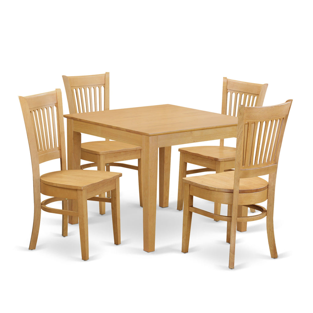 OXVA5-Q6T-2 Oak Finish 5 Piece Square Dining Ensemble with Stylish Chairs for Kitchen, 36x36 In