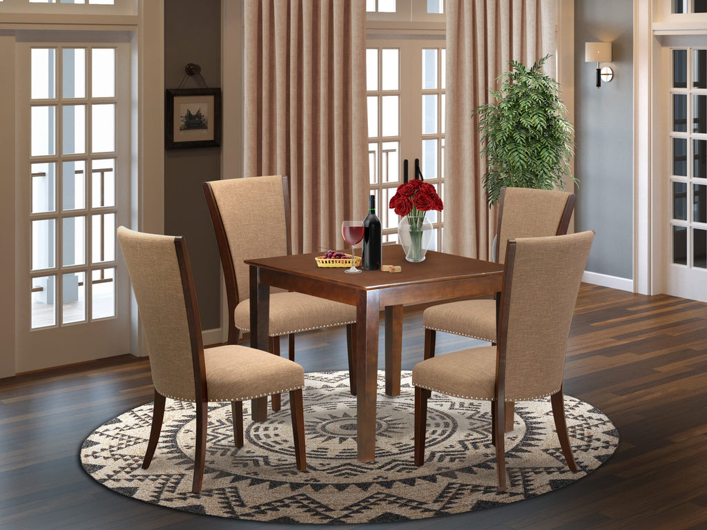 OXVE5-OTG-W6 Compact Dining Set 5-Piece Bundle with Square Table and 4 Linen Parsons Chairs, 36x36”