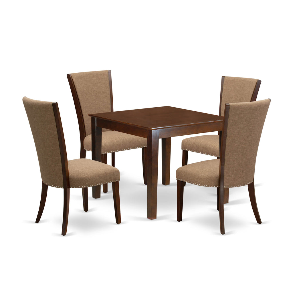 OXVE5-OTG-W6 Compact Dining Set 5-Piece Bundle with Square Table and 4 Linen Parsons Chairs, 36x36”