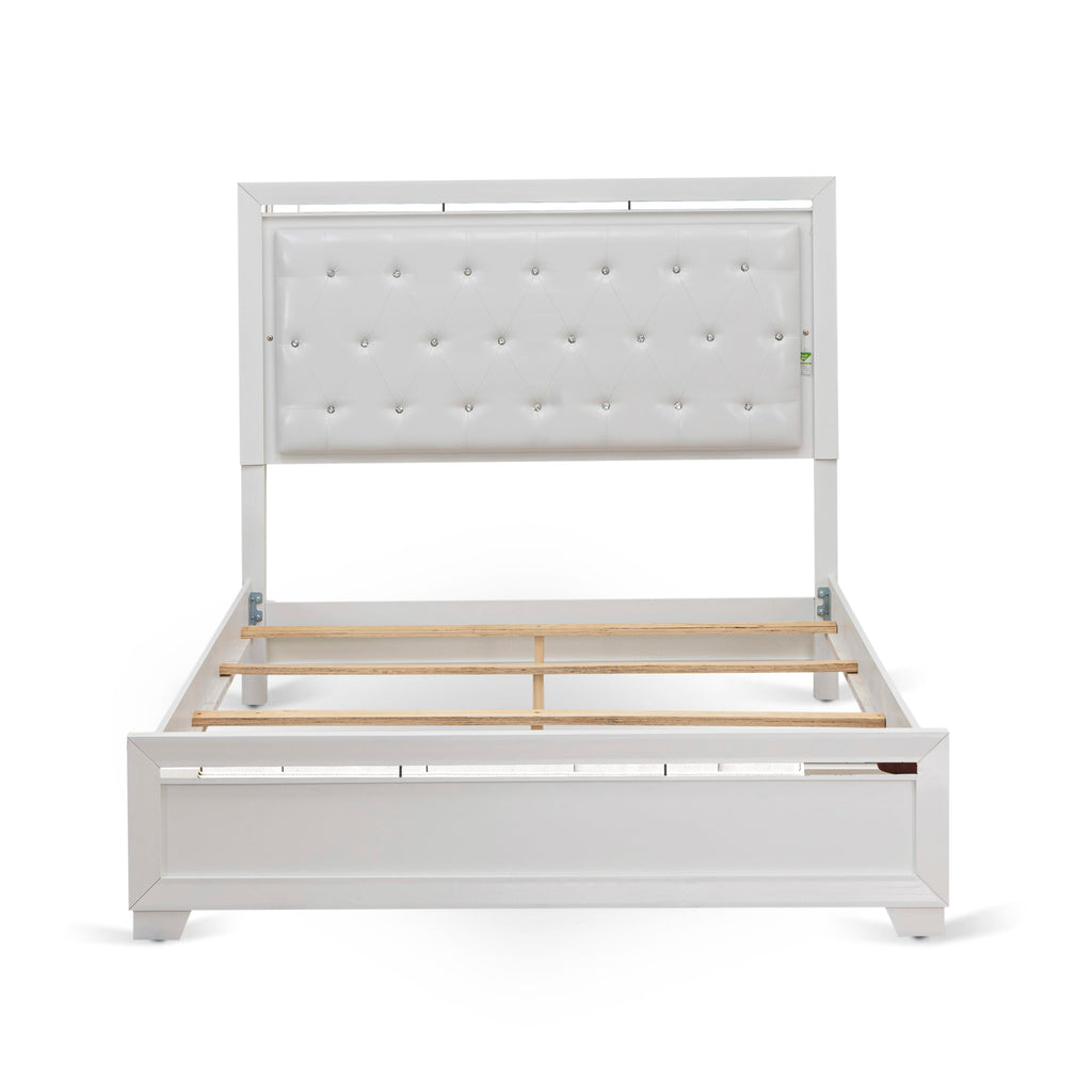 PA05-Z09YPO Cozy 4-Piece Bedroom Ensemble with Queen Bed, Pair of Small Nightstands, White Dresser