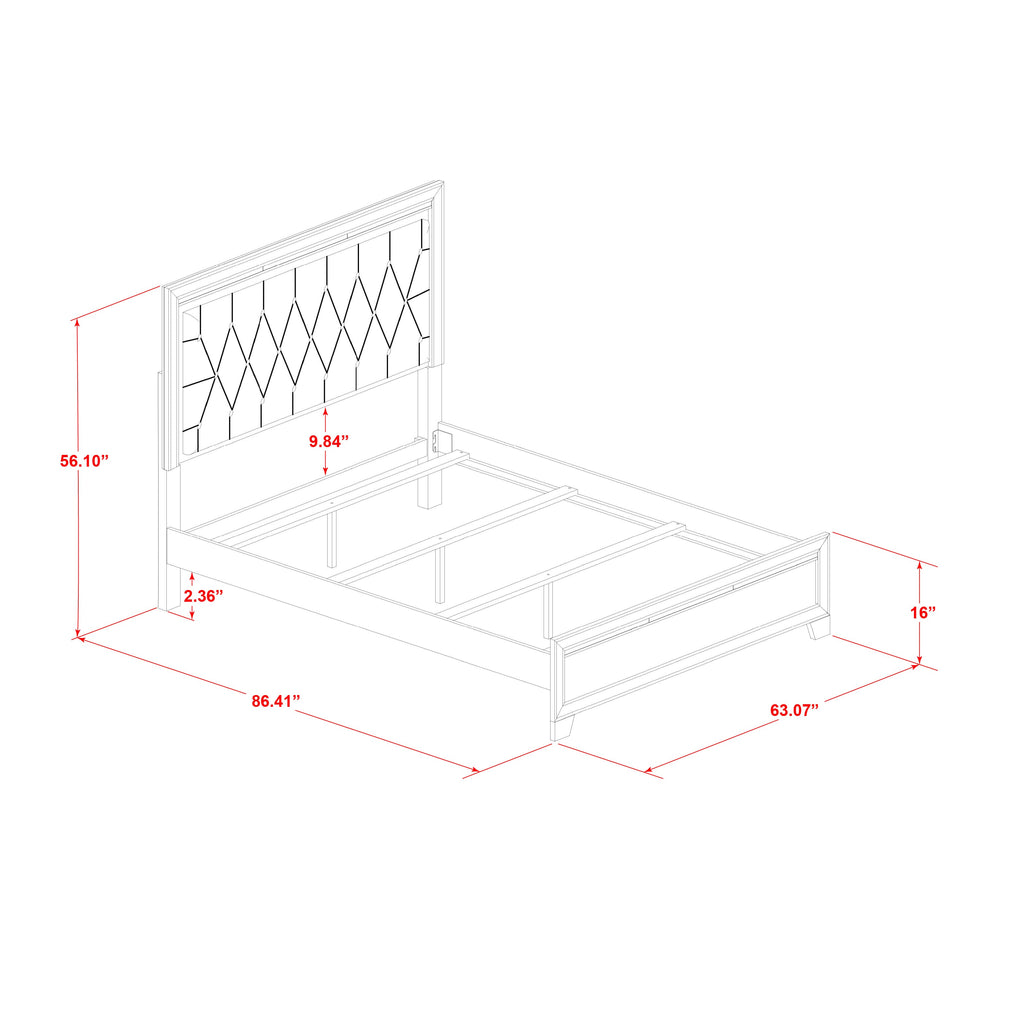 PA05-Z09YPO Cozy 4-Piece Bedroom Ensemble with Queen Bed, Pair of Small Nightstands, White Dresser