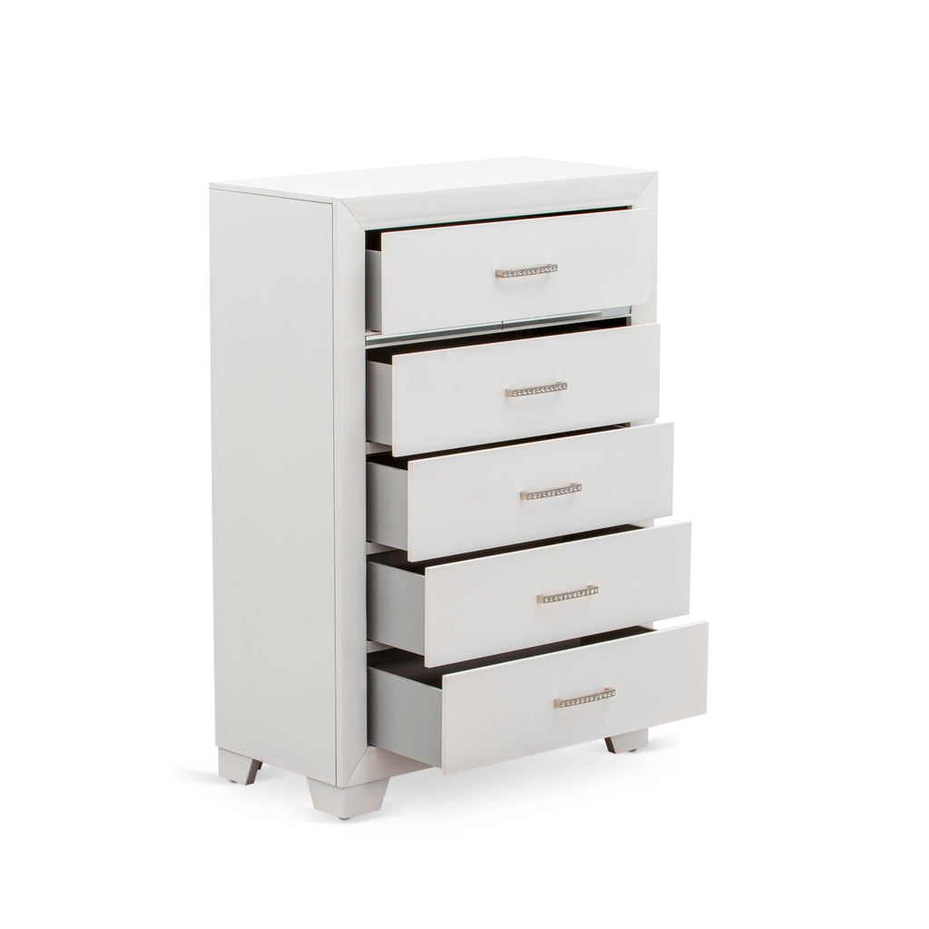 PA05-Z09YPO Cozy 4-Piece Bedroom Ensemble with Queen Bed, Pair of Small Nightstands, White Dresser