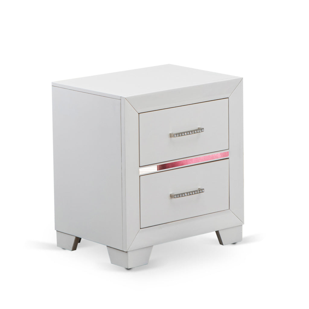 PAN-08 Fashionably Chic Nightstand in Laminated White Finish
