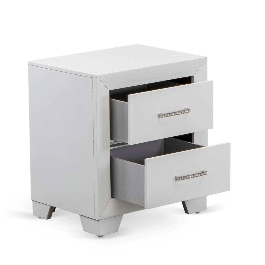 PAN-08 Fashionably Chic Nightstand in Laminated White Finish