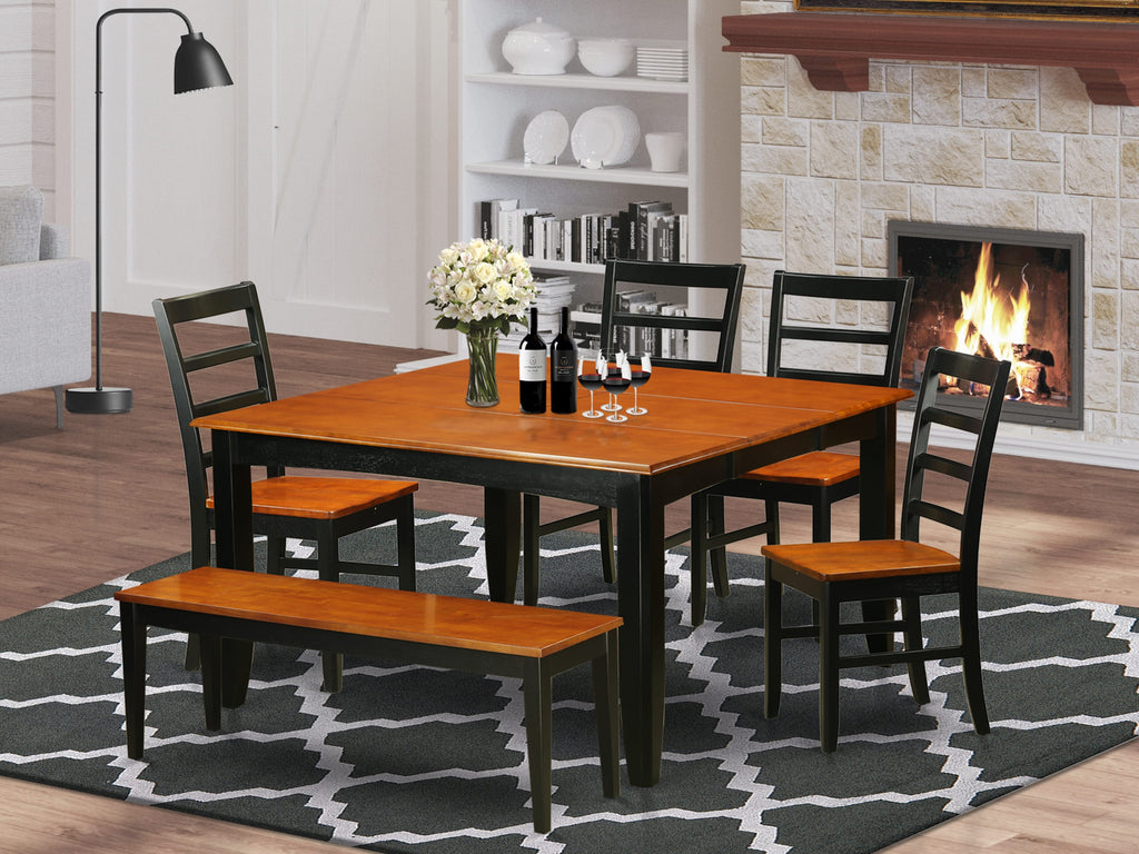 6-Piece Dining Set PARF6-91B-I Square Expandable 54-inch Table & Seats in Black and Cherry