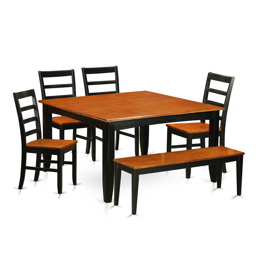 6-Piece Dining Set PARF6-91B-I Square Expandable 54-inch Table & Seats in Black and Cherry