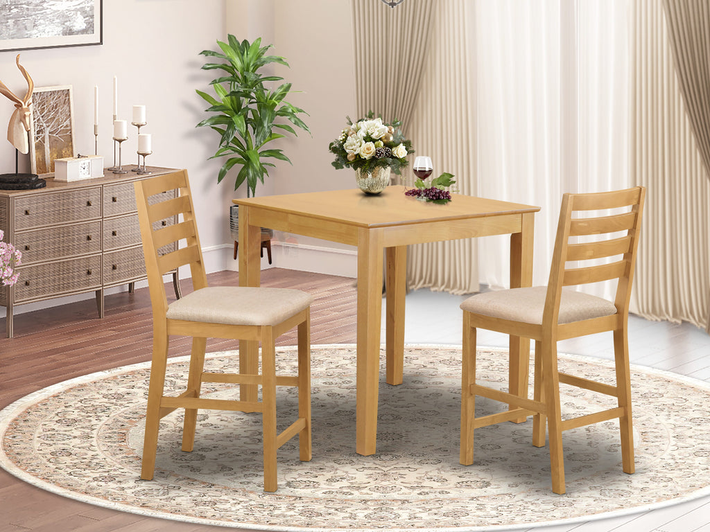 PBCF3-JB4-3 Chic 3-Piece Elevated Dining Set with Square Table and Comfortable Linen Chairs for Cozy Nooks
