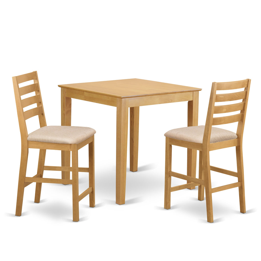 PBCF3-JB4-3 Chic 3-Piece Elevated Dining Set with Square Table and Comfortable Linen Chairs for Cozy Nooks