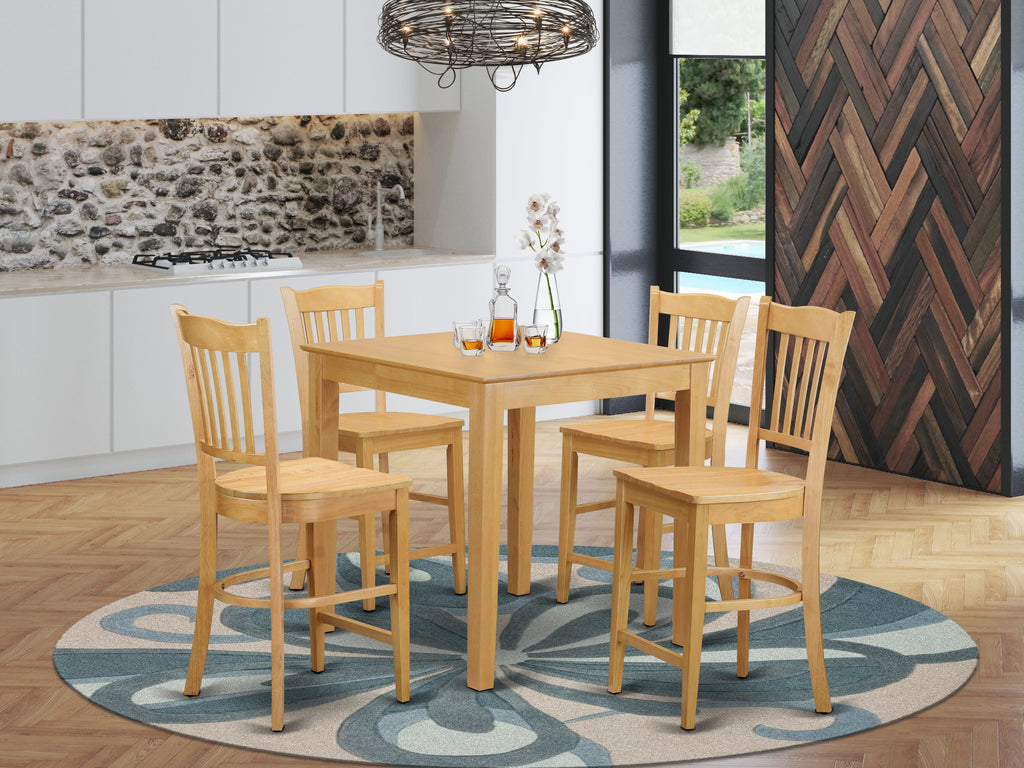 PBGR5-GLG-U Compact Dining Suite 5-Piece Counter Set with Square Table & Four Stools, Golden Glow