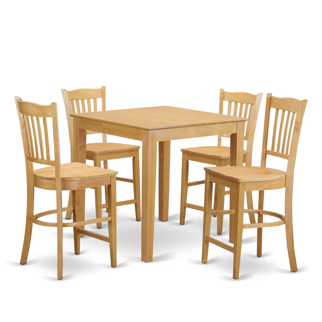 PBGR5-GLG-U Compact Dining Suite 5-Piece Counter Set with Square Table & Four Stools, Golden Glow