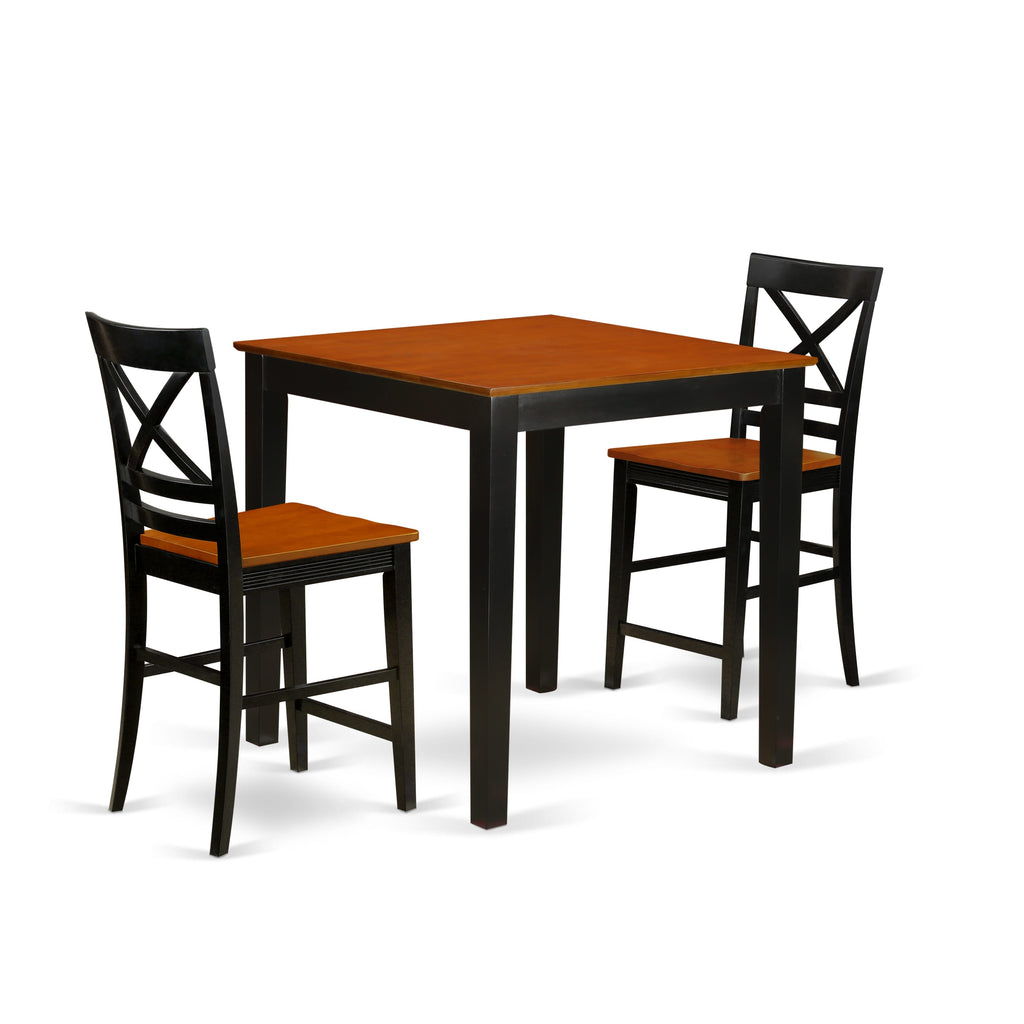 PBQU3-TLJ-X 3-Piece Square Counter High Dining Set with Table and Two Chairs in Black Cherry Finish, 36-Inch