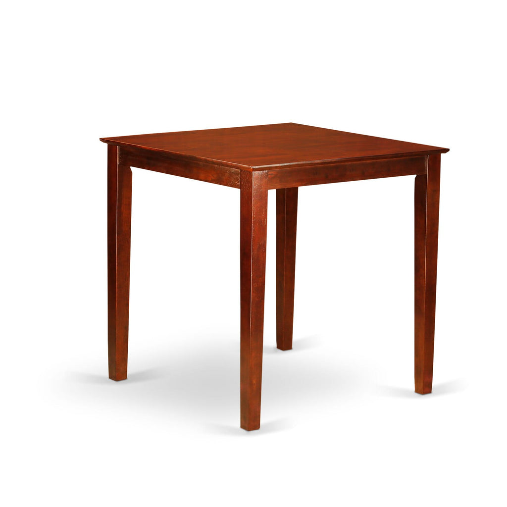 PUBS5-2O3-Y Compact 5-Piece Square Elevated Dining Ensemble with Linen Seats - Rich Wood Tone Finish, 36x36in