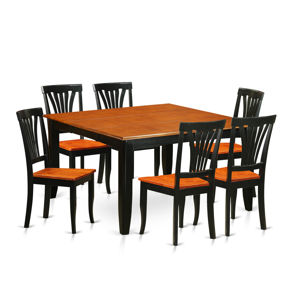 Dine with Elegance 7-Piece PFAV7-B4K-U Dining Set Including Versatile Square Table and Six Chairs