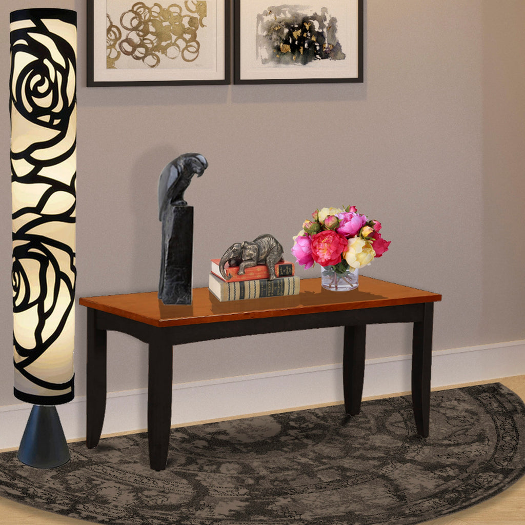 PFB-B43-E Elegant Dining Bench with Solid Wood Seat, 52x15x17 Inch in Black Finish