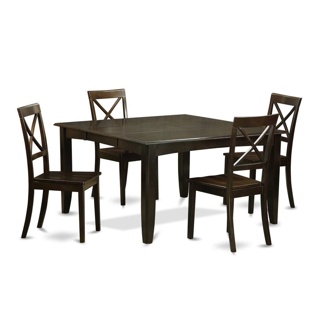 PFBO5-7UK-J 5-Piece Dining Set with Expanding Table and Chairs for Stylish Living Spaces, Cappuccino Finish