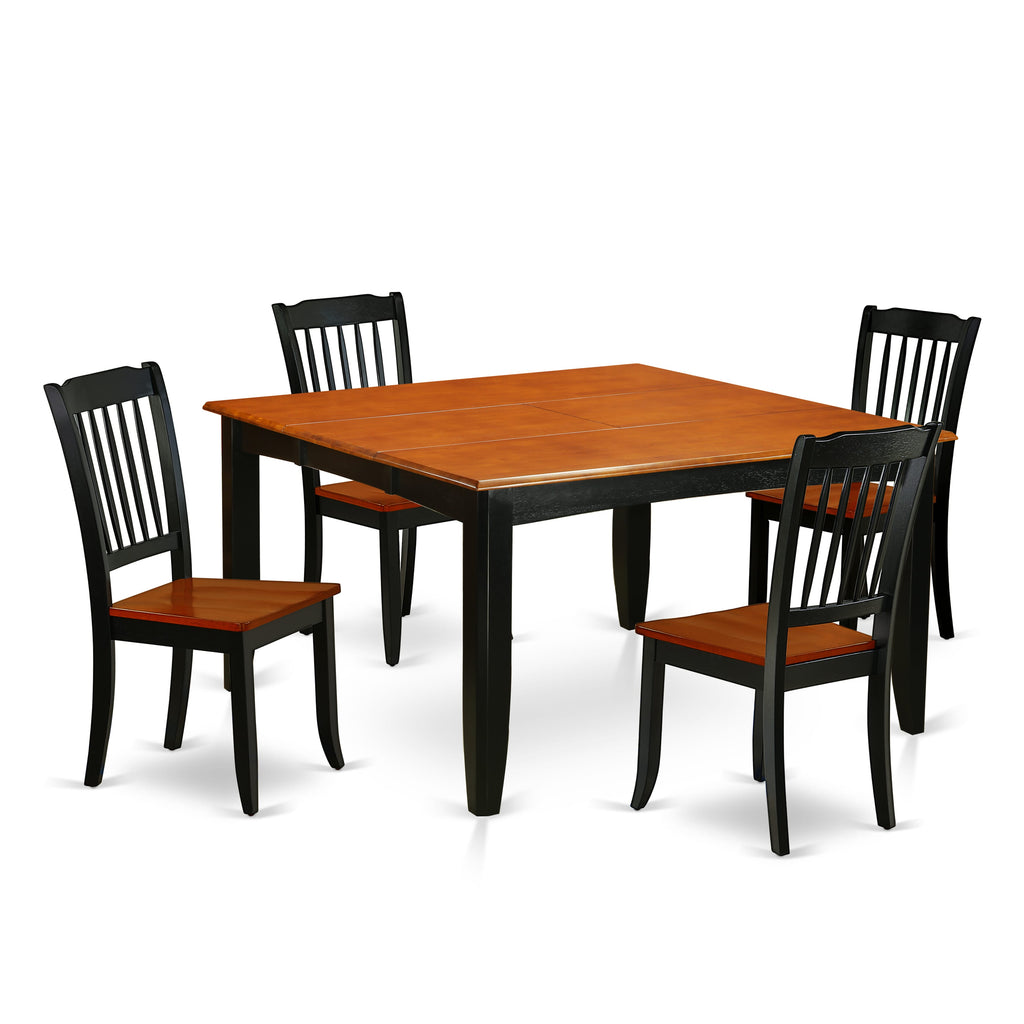 PFDA5-J1M-5 Stylish Dining Ensemble with Expandable Table and Seating for Four in Elegant Black & Cherry Finish