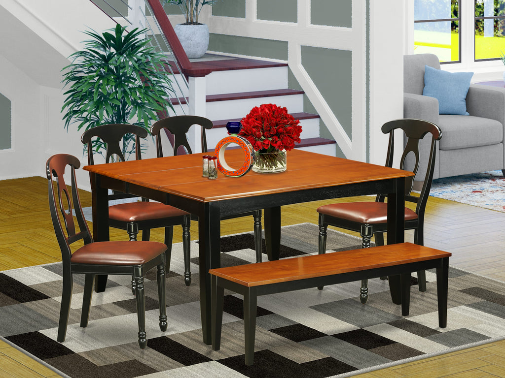 PFKE6-G49-BL 6 Piece Contemporary Dining Ensemble with Expandable Table and Seating for Six, Black & Cherry Finish