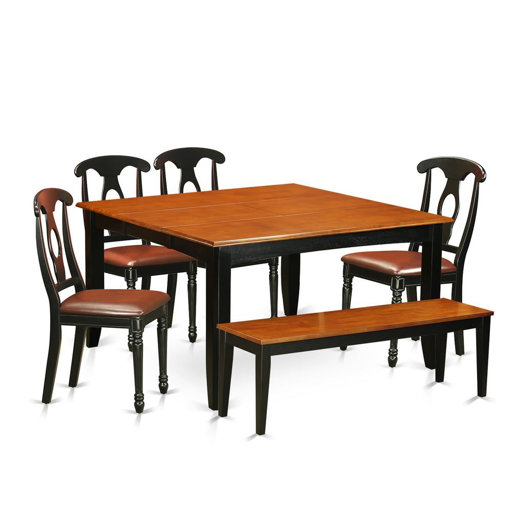 PFKE6-G49-BL 6 Piece Contemporary Dining Ensemble with Expandable Table and Seating for Six, Black & Cherry Finish
