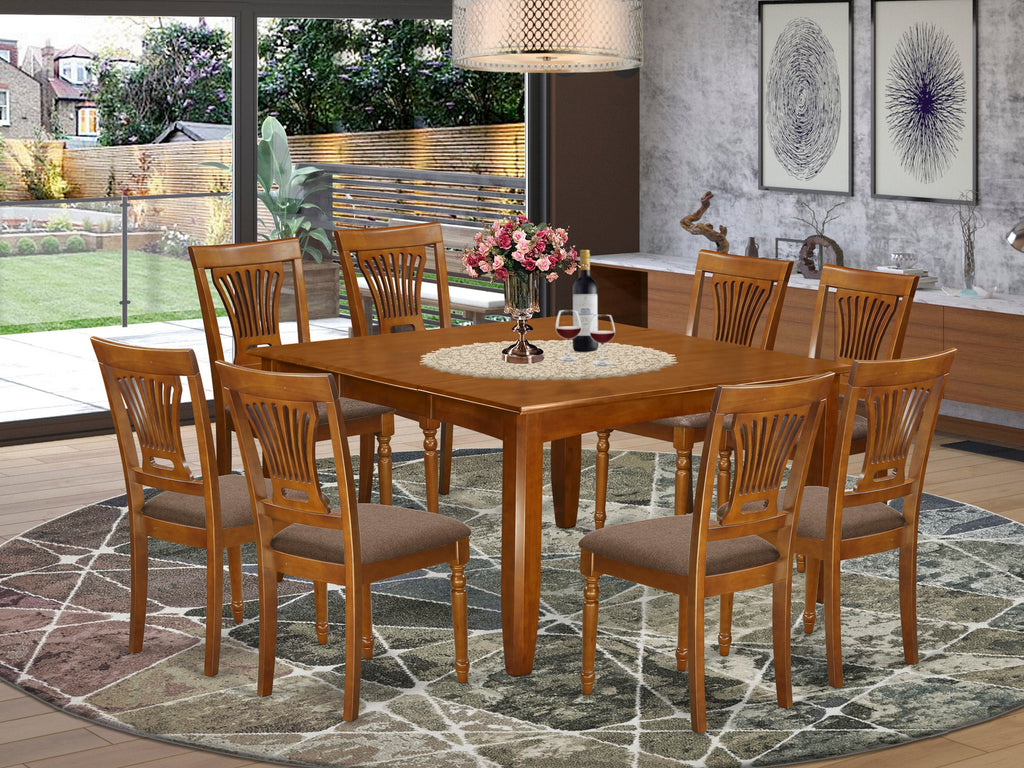 9-Piece PFPL9-2BV-H Dining Ensemble Butterfly Leaf Table & Linen Chairs