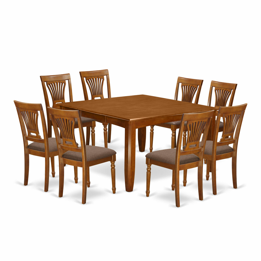 9-Piece PFPL9-2BV-H Dining Ensemble Butterfly Leaf Table & Linen Chairs