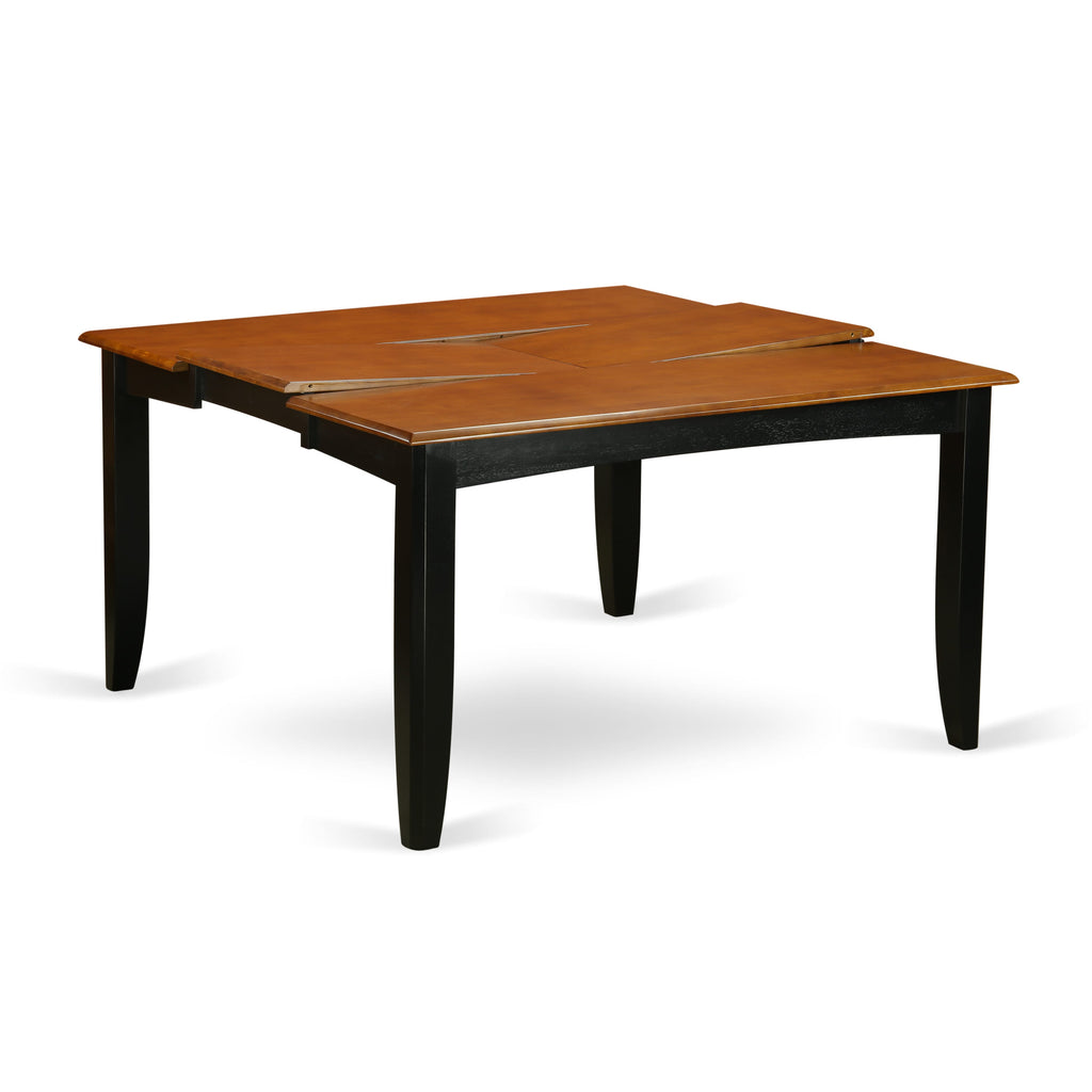 PARF9-QPM-Z Modern 9-Piece Dining Ensemble with Extension Table and Upholstered Chairs, 54x54 Inch, Black & Cherry