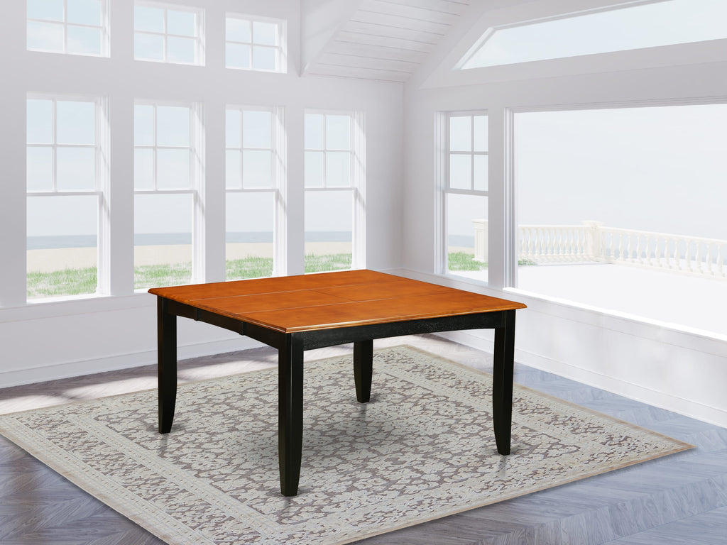 PFT-B1M-Q Charming 54 Square Dining Table Featuring an 18 Extension Leaf in Dark Cherry & Black Finish