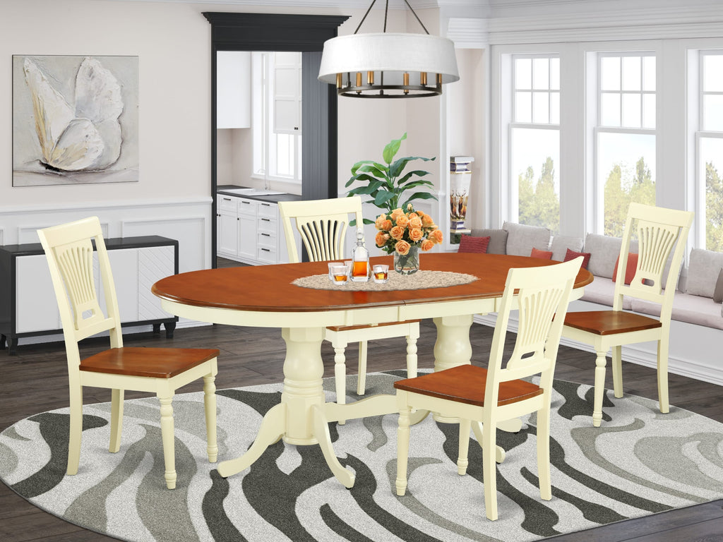 PLAI5-OKI-U Elegant Dining Ensemble Oval Table with Leaf & Flagship Chairs Set for Your Culinary Space