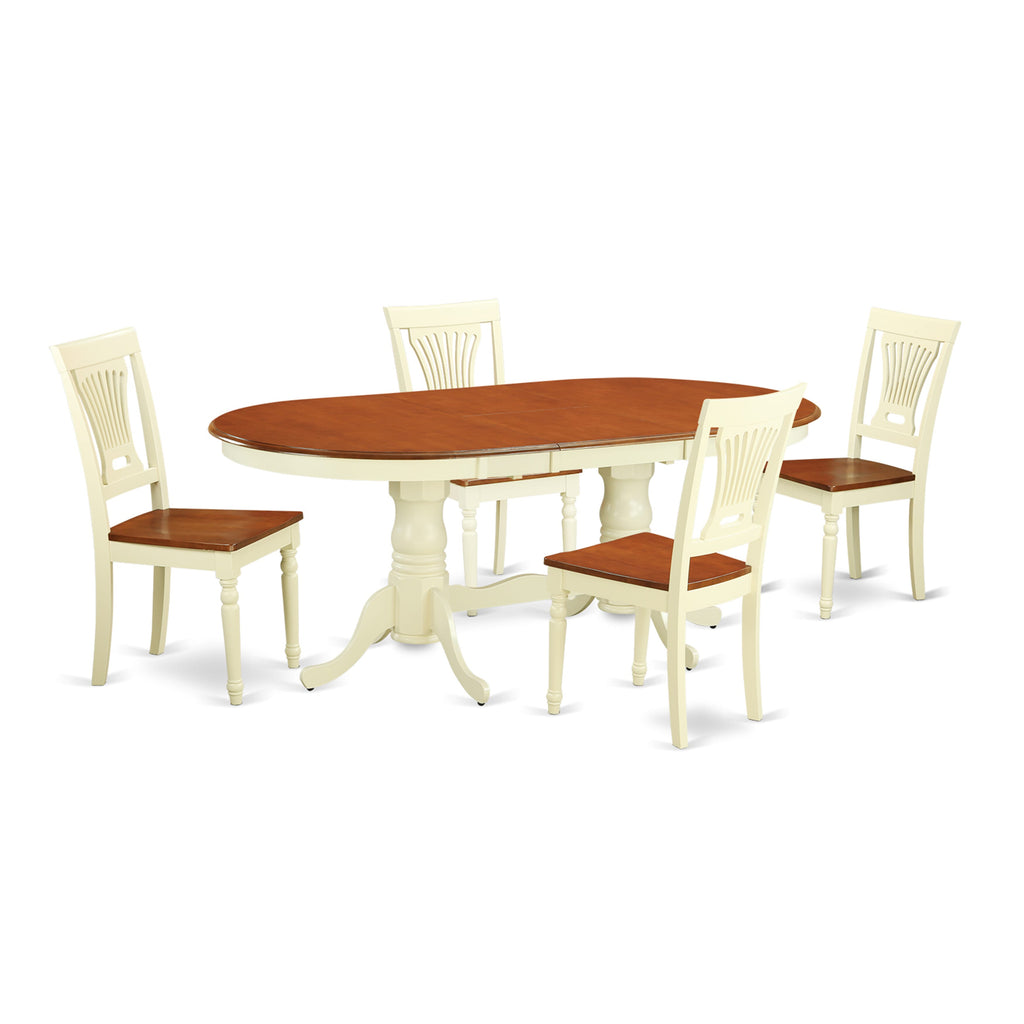 PLAI5-OKI-U Elegant Dining Ensemble Oval Table with Leaf & Flagship Chairs Set for Your Culinary Space