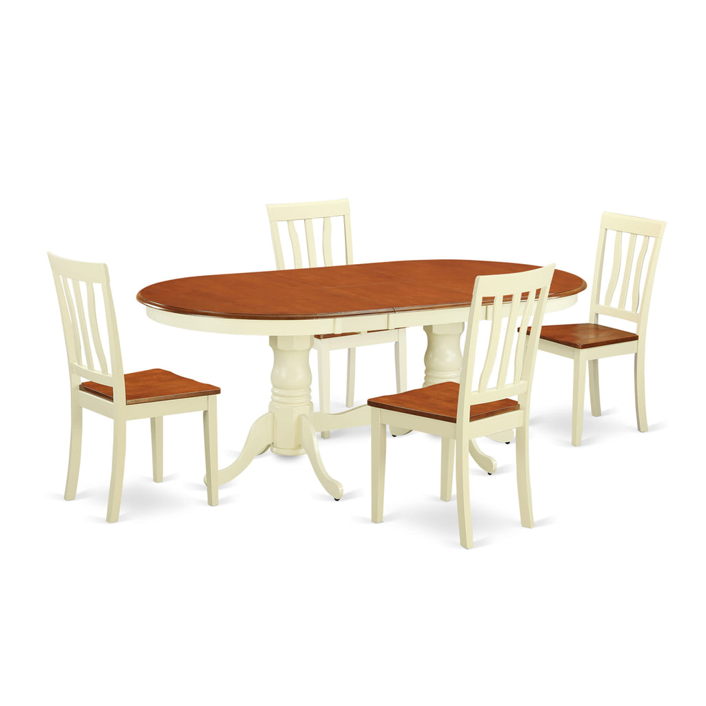 Chic Dining Experience PLAN5-PQ5-0 Oval Table Set with Butterfly Leaf & 4 Chairs, 42x78 Inch